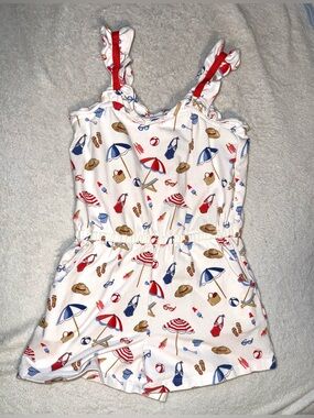 Janie and Jack beach icon romper with ruffled straps, size 3